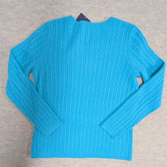 *NWT* Lands' End Cashmere Women's Blue Teal Cable Knit Sweater Size Medium - Picture 6 of 7